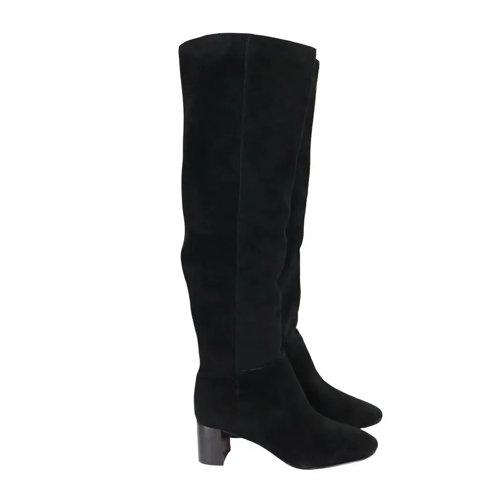 NWOB Madewell The Sylvia Over The Knee Black Suede Boot Size 6